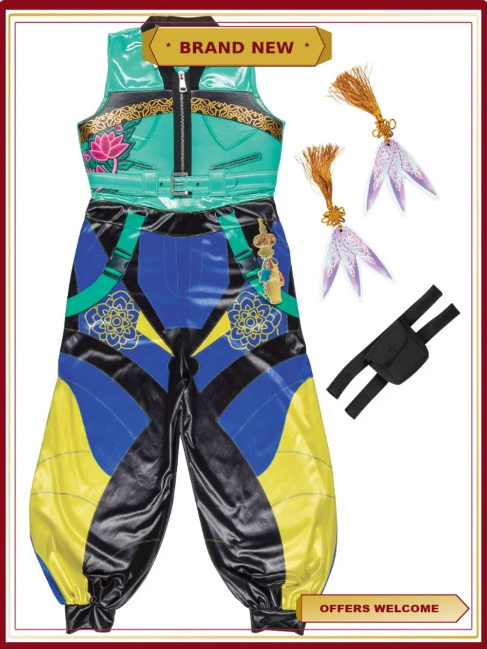 Girls Zoey K-Pop Demon Hunter Deluxe Costume Jumpsuit Foam Weapons S 6/6X